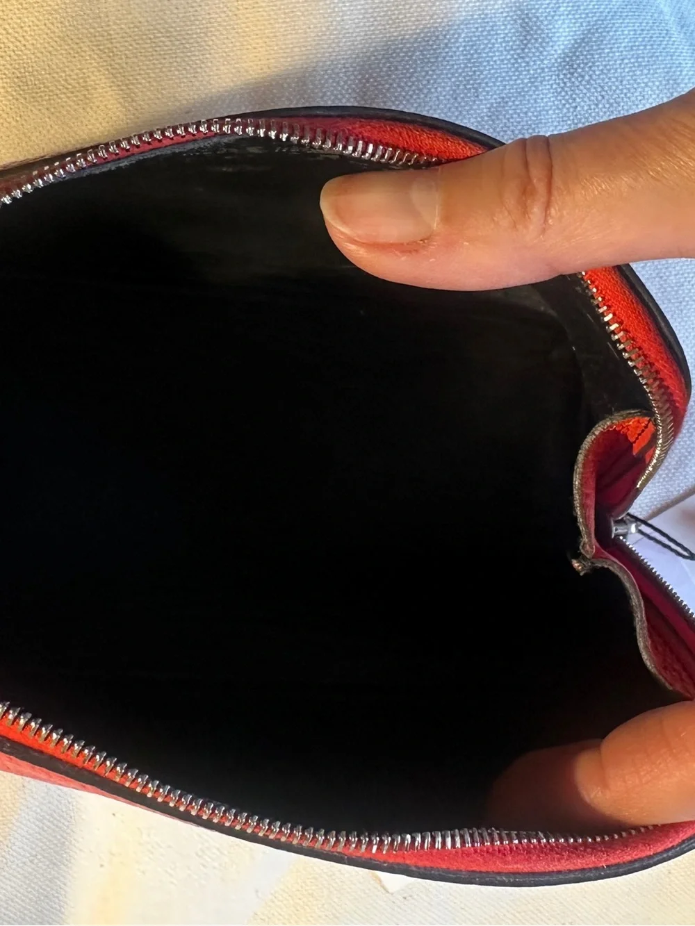 Celine Red Leather Cosmetic Pouch